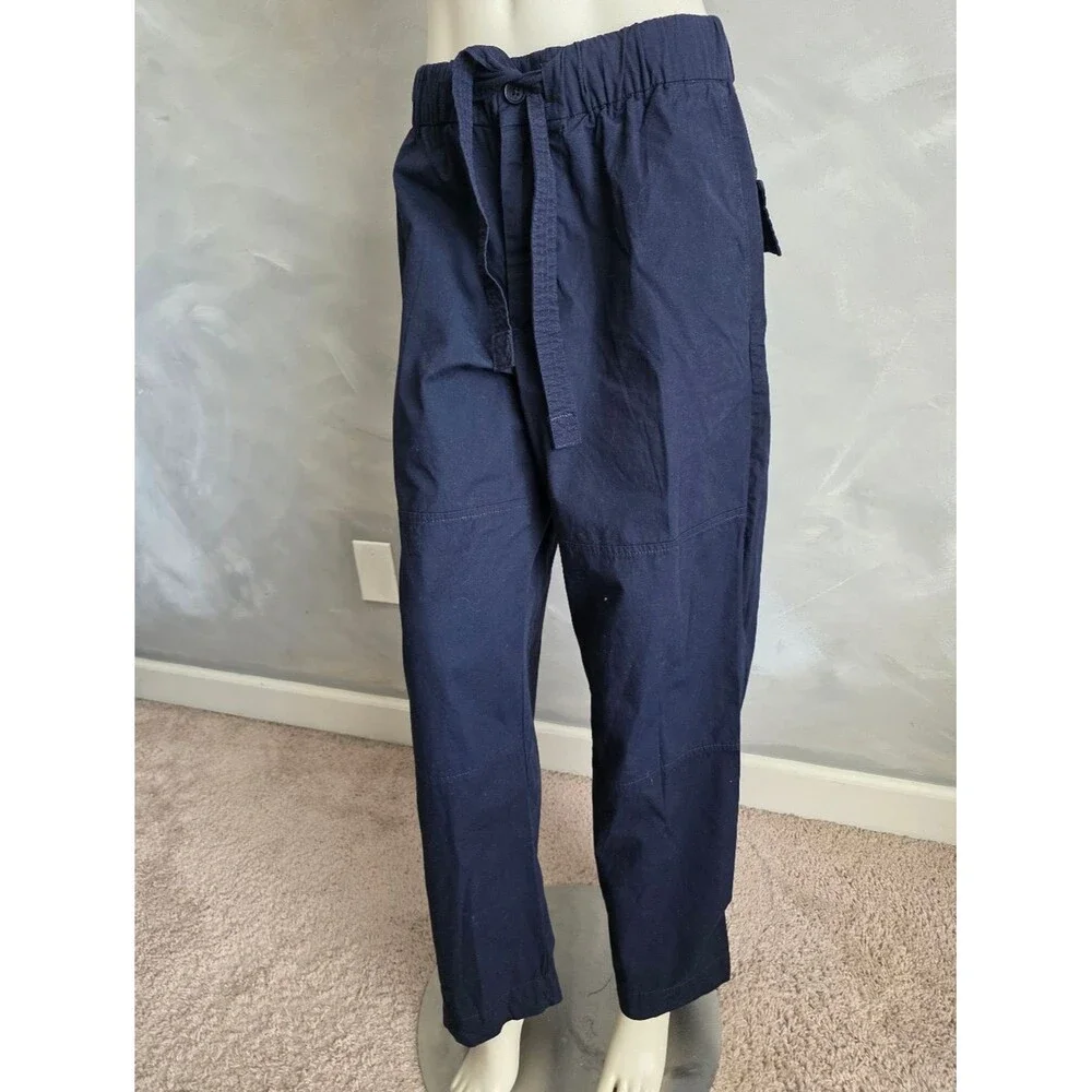 Banana Republic Navy Blue Straight Wide Leg Pants Dockside Sz M Womens